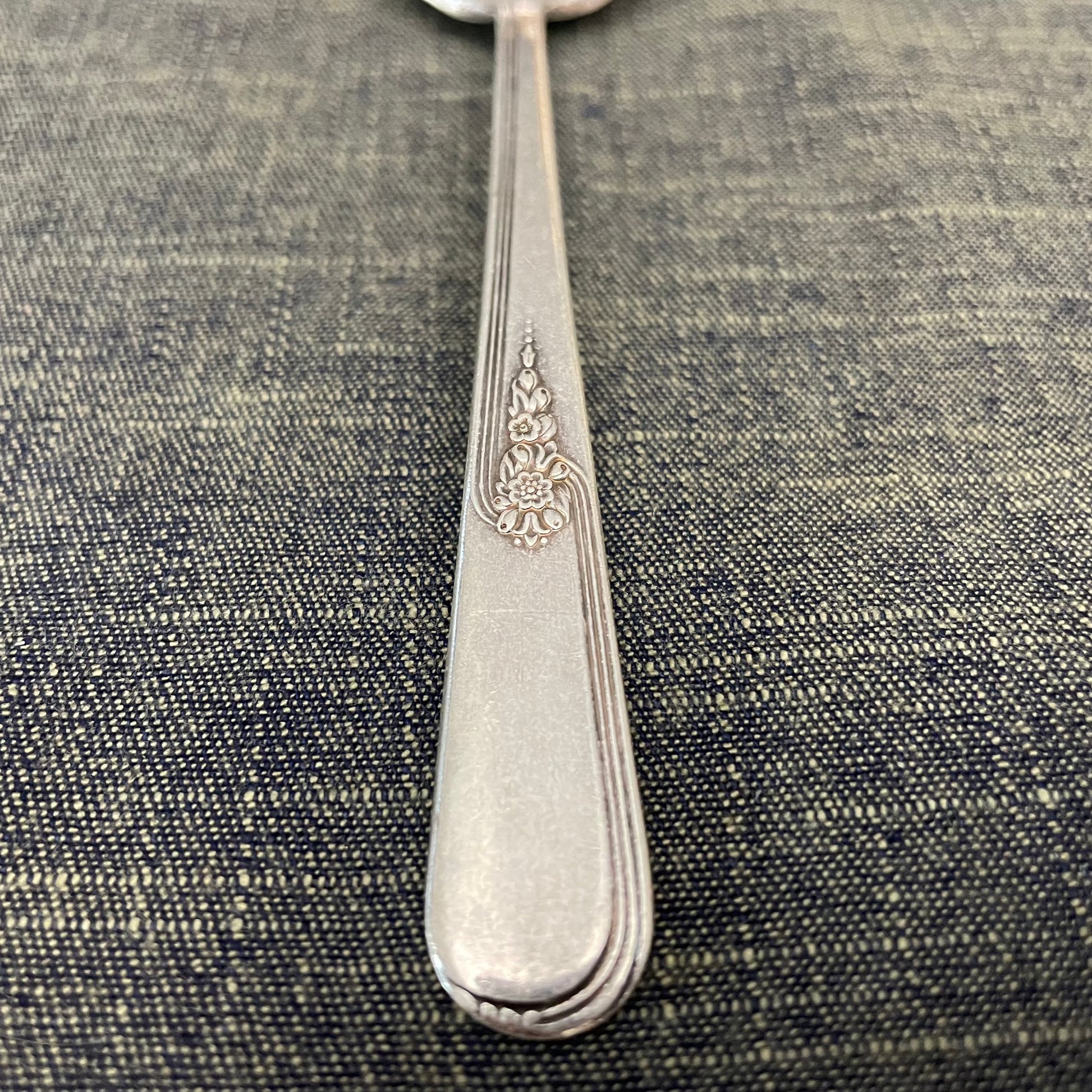 antique silver small serving spoon dainty floral