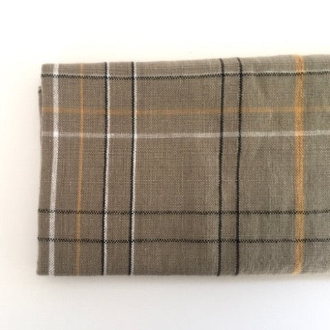 green, black, tan, and mustard plaid 100 percent cotton farmhouse kitchen utilitarian towel