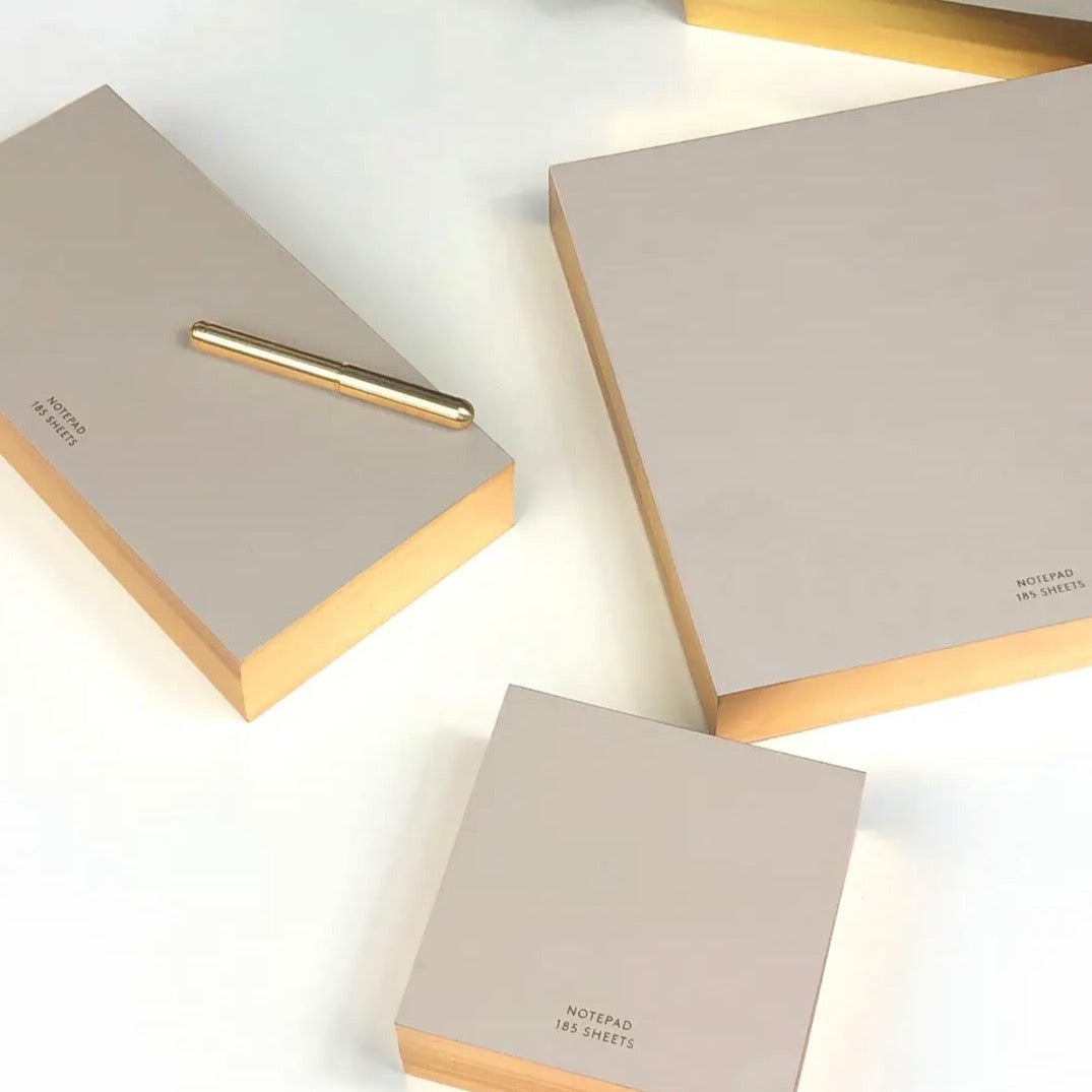 desk note pads - grey w/ gold edge