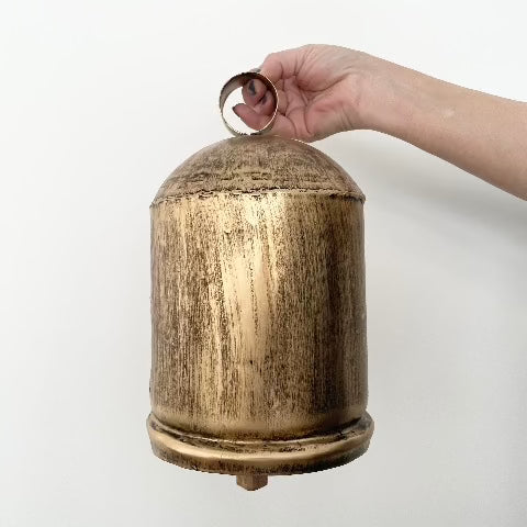 over-sized 7 inch diameter rustic brass Christmas bell