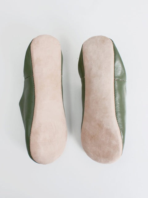 olive green moroccan leather handmade babouche slippers