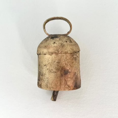 1 3/4" rustic rounded top tin bell with brass finish