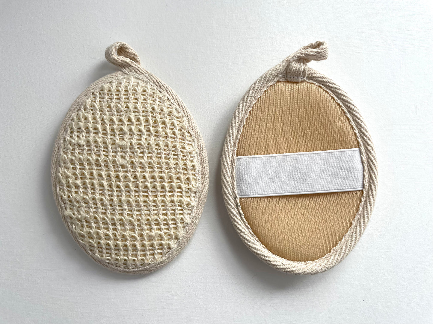 natural ramie fiber eco oval sponge scrubber with loop
