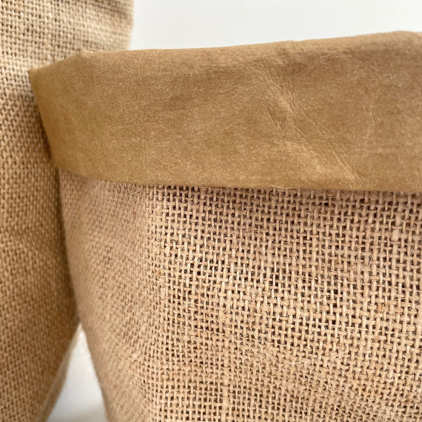 burlap and washable paper tan kraft storage bag sack