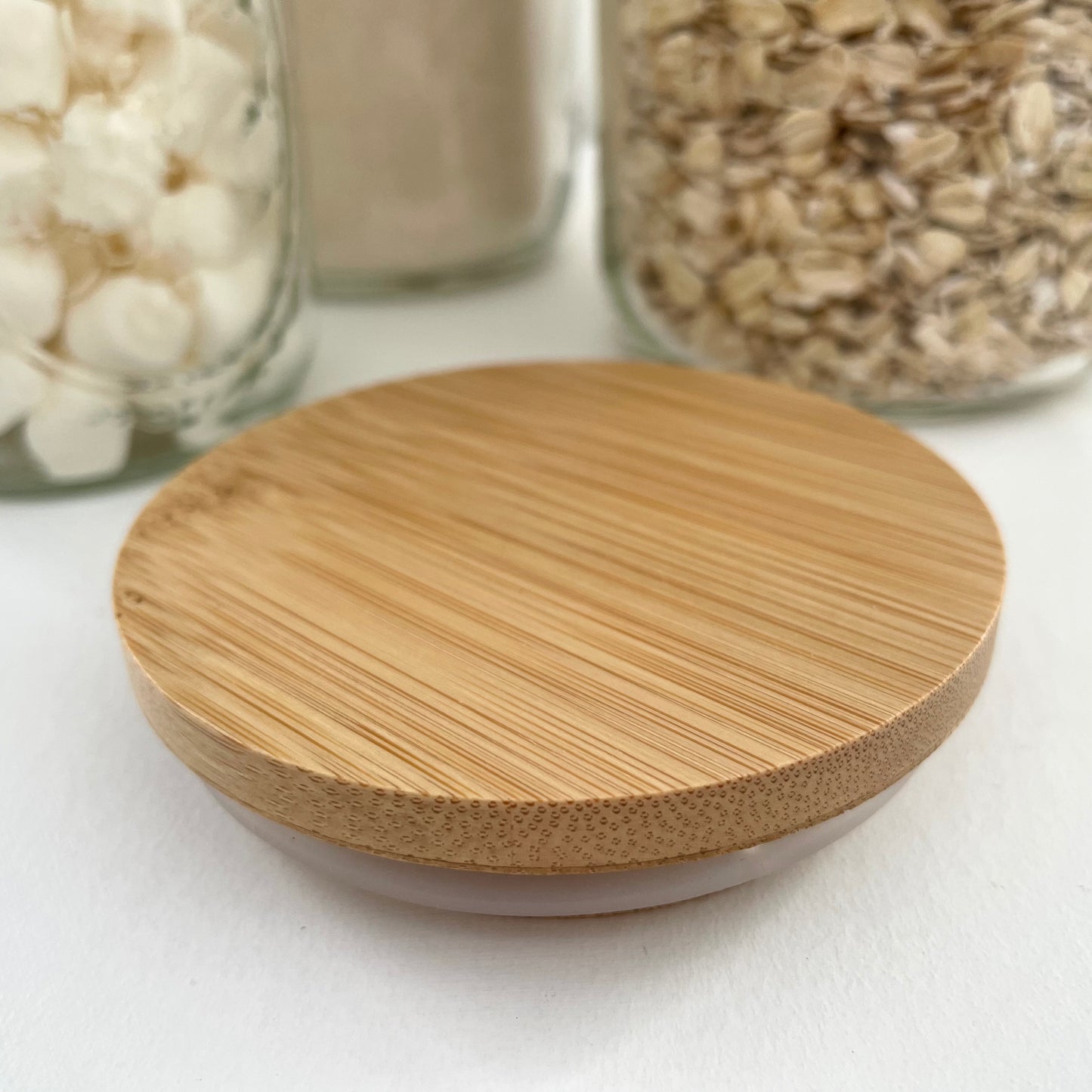sustainable bamboo wide mouth mason jar canning lid for organizing pantry