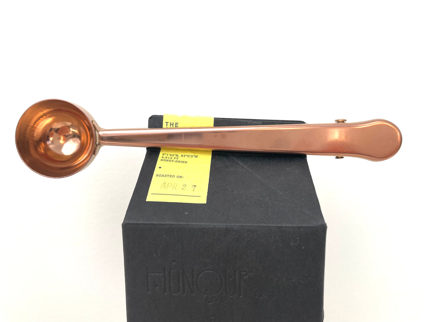rose gold stainless steel metal coffee scoop with clip 