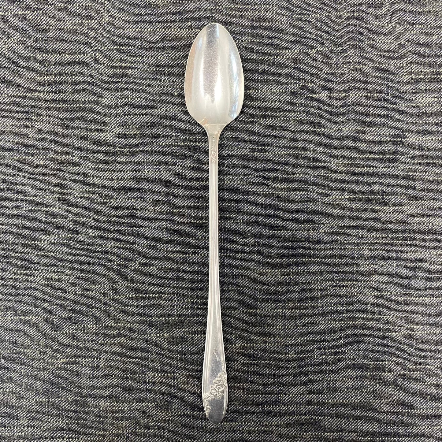 antique silver long handled teaspoon for serving jam or prop photography