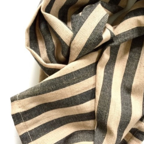 black and tan stripe 100 percent cotton farmhouse kitchen utilitarian towel