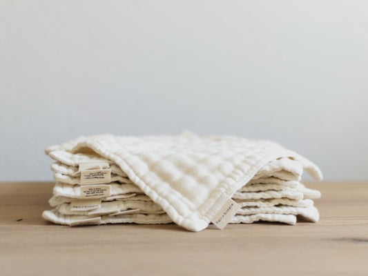 100 percent fair trade, undyed certified organic gauze cotton washcloths 