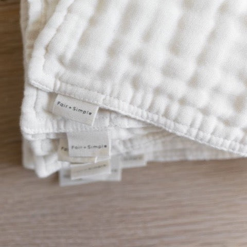 100 percent fair trade, undyed certified organic gauze cotton washcloths 