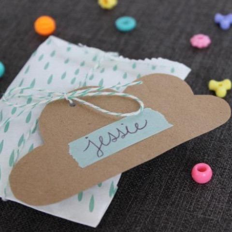 mint green and white raindrop print modern mini paper party bags