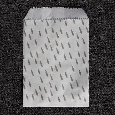 grey and white raindrop print modern mini paper candy, treat, or gift party bags