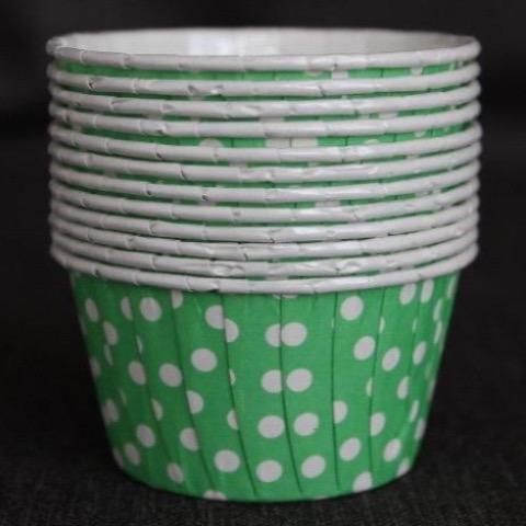 green and white polka dot nut cups or cupcake liners party supplies