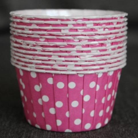 hot pink and white polka dot nut cups or cupcake liners party supplies