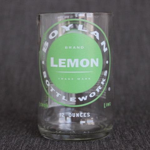 Boylan lemon soda recycled bottle tumbler drinking glass