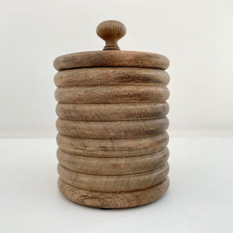 mango wood hand turned wood lidded kitchen pantry storage canisters