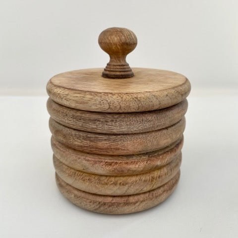 mango wood hand turned wood lidded kitchen pantry storage canisters