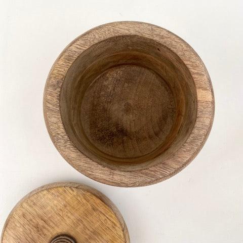 mango wood hand turned wood lidded kitchen pantry storage canisters