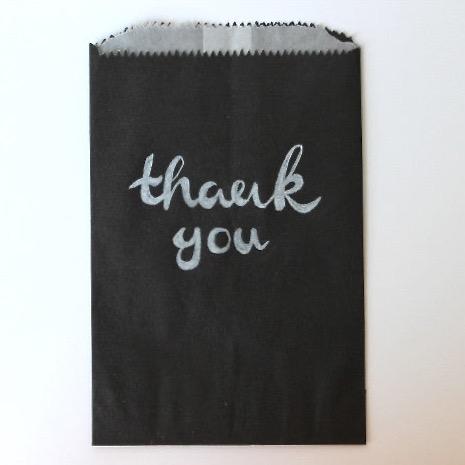 black glassine lined paper candy, treat, or gift bags chalkboard