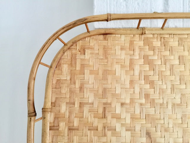 vintage rattan and woven reed serving tray
