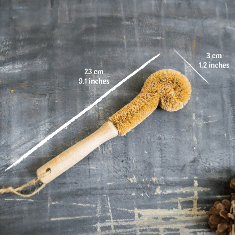 eco and sustainable coconut fiber bottle brush for a farmhouse utilitarian kitchen