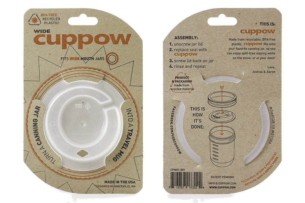 Cuppow mason jar drink lids in standard and wide mouth sizes eco