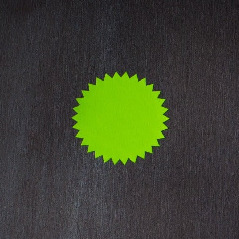 green neon round starburst sticker labels