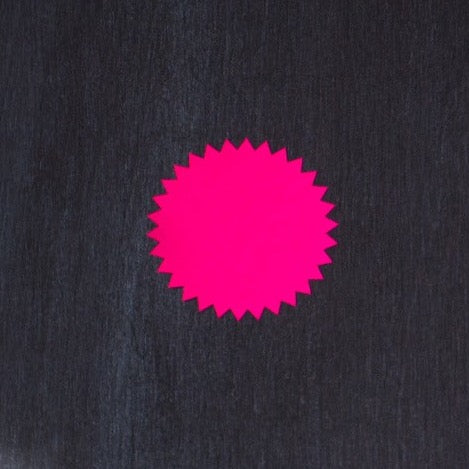 hot pink neon round starburst sticker labels