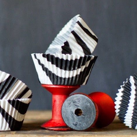 black and white zebra animal print paper cupcake liners for party supplies