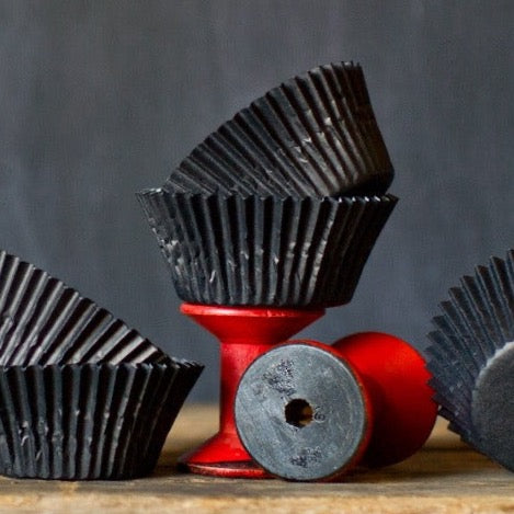 black solid paper cupcake liners for Halloween party supplies