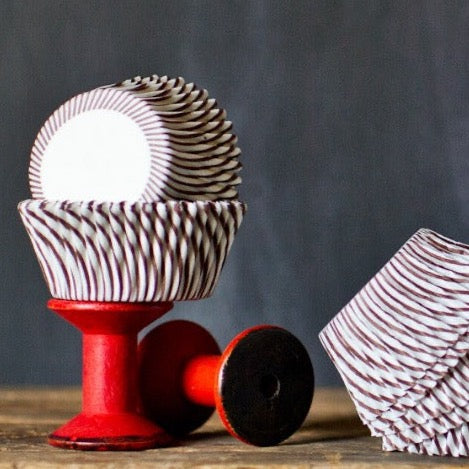brown and white striped paper cupcake liners party supplies