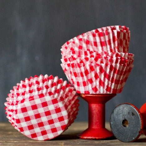 red and white gingham paper cupcake liners for a cowboy party