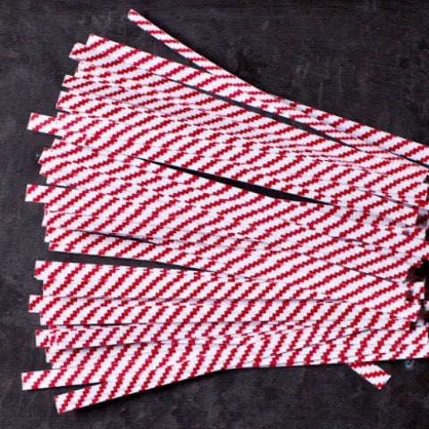 red and white striped 4 inch wired twist ties