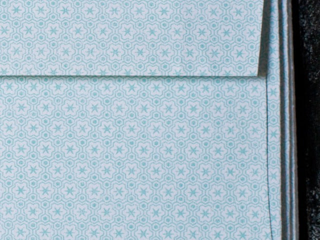 standard size French Paper Company pastel turquoise flowers printed modern letter writing envelopes