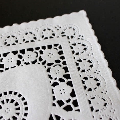 25 white square paper doilies – fort & field