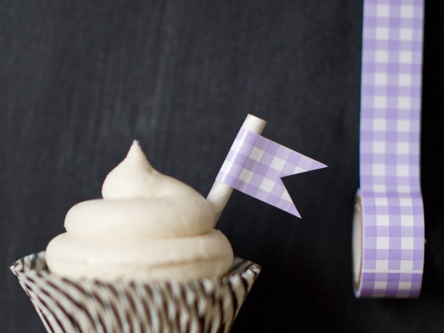 purple and white Tapestastic patterned gingham tape roll