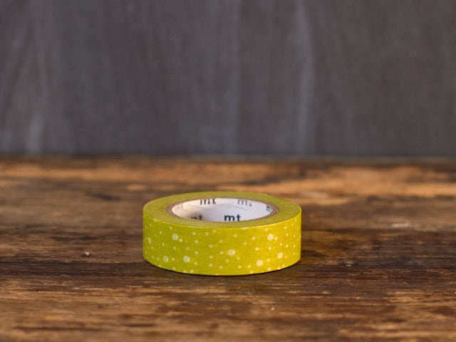 MT Brand lime green polka dot print Japanese washi masking tape roll
