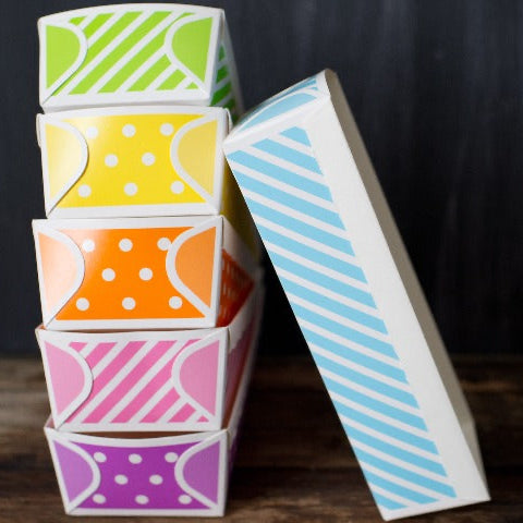 blue and white striped paper loaf baking pan 