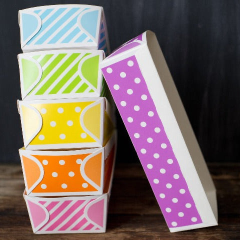 purple and white polka dot paper loaf baking pan 