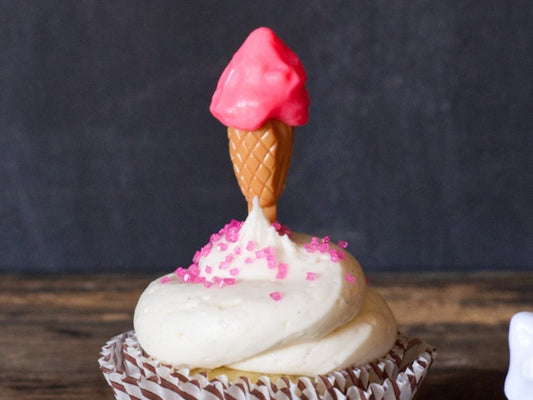 hot pink plastic ice cream cone cupcake toppers party supplies