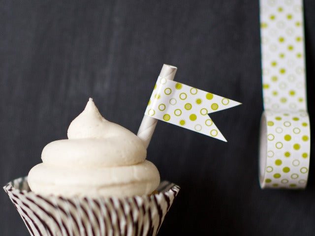 lime green and white Tapestastic patterned polka dot tape roll