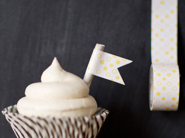 yellow and white Tapestastic patterned polka dot tape roll