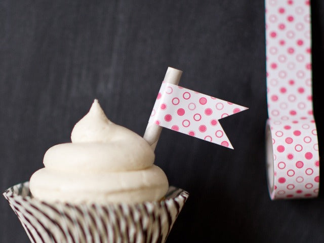 pink and white Tapestastic patterned polka dot tape roll