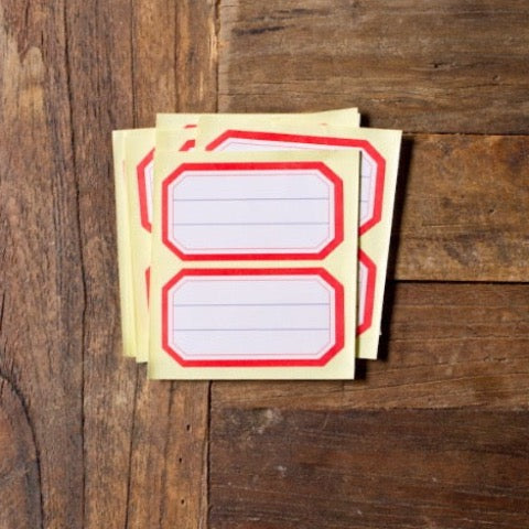 retro red border schoolhouse rectangle lined sticker labels for organizing