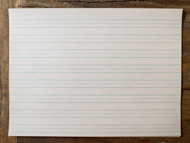 retro lined blue and red schoolhouse lined handwriting practice paper