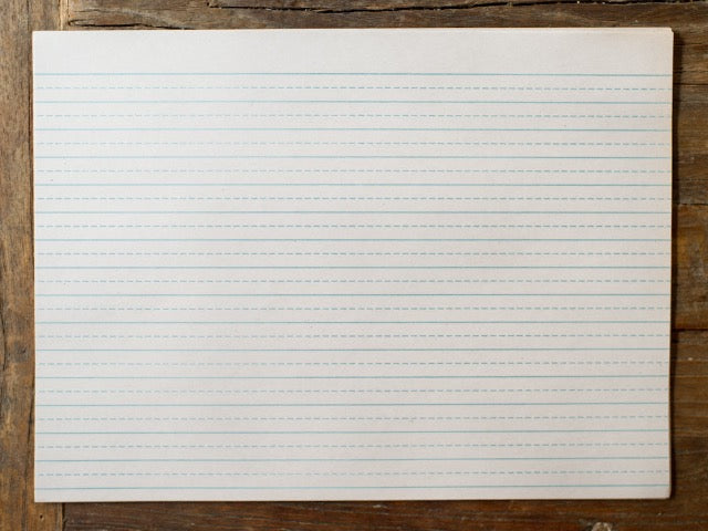 retro lined blue and red schoolhouse lined handwriting practice paper