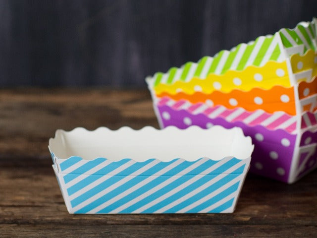 small disposable striped blue patterned paper disposable loaf baking pans 