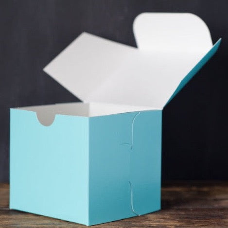 turquoise 4x4 square bakery box for cupcakes or other treats