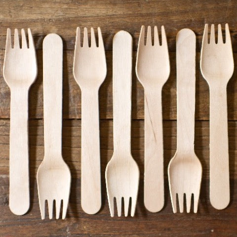 eco wood forks for a party